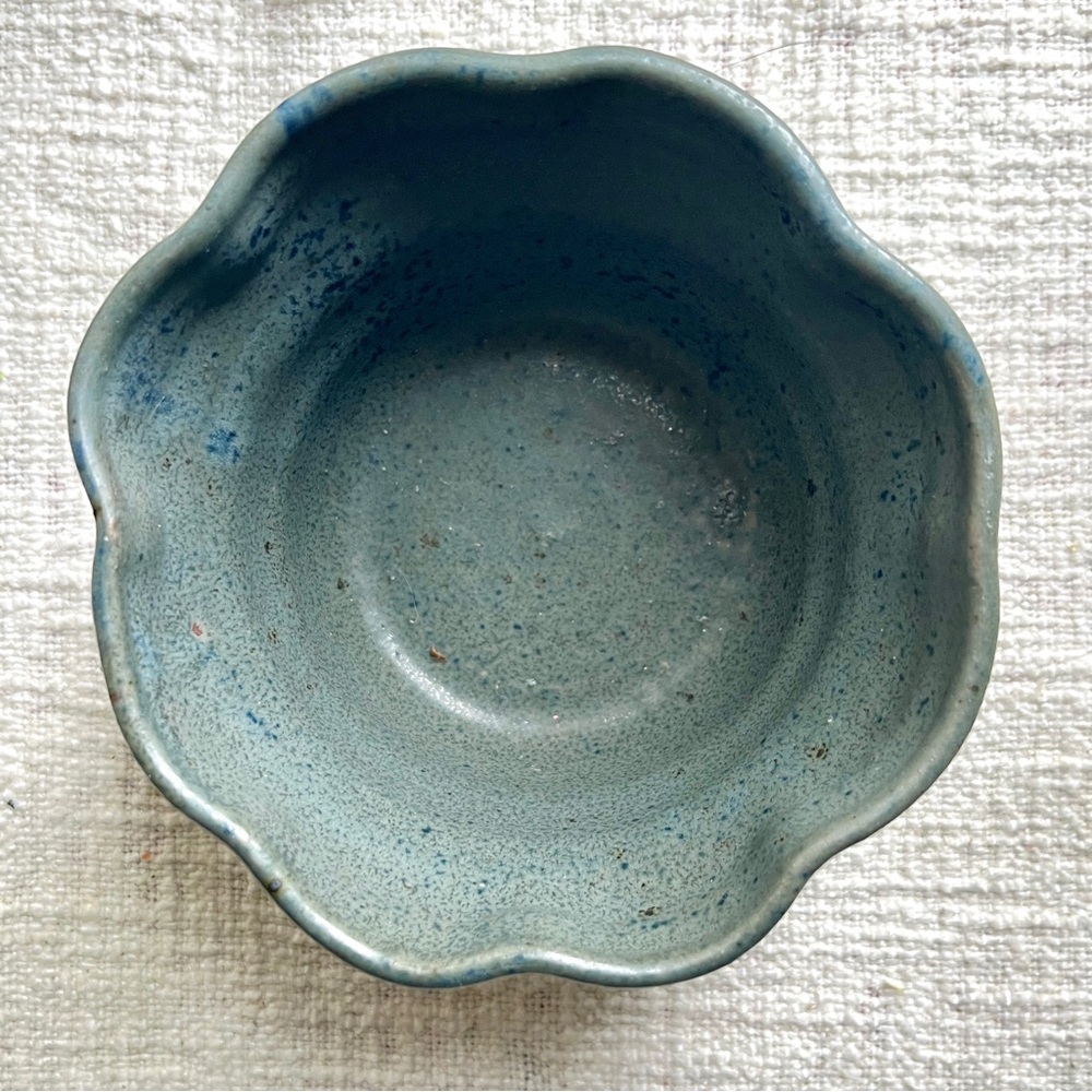 Handcrafted Studio Pottery Blue Bowl 3” Tall